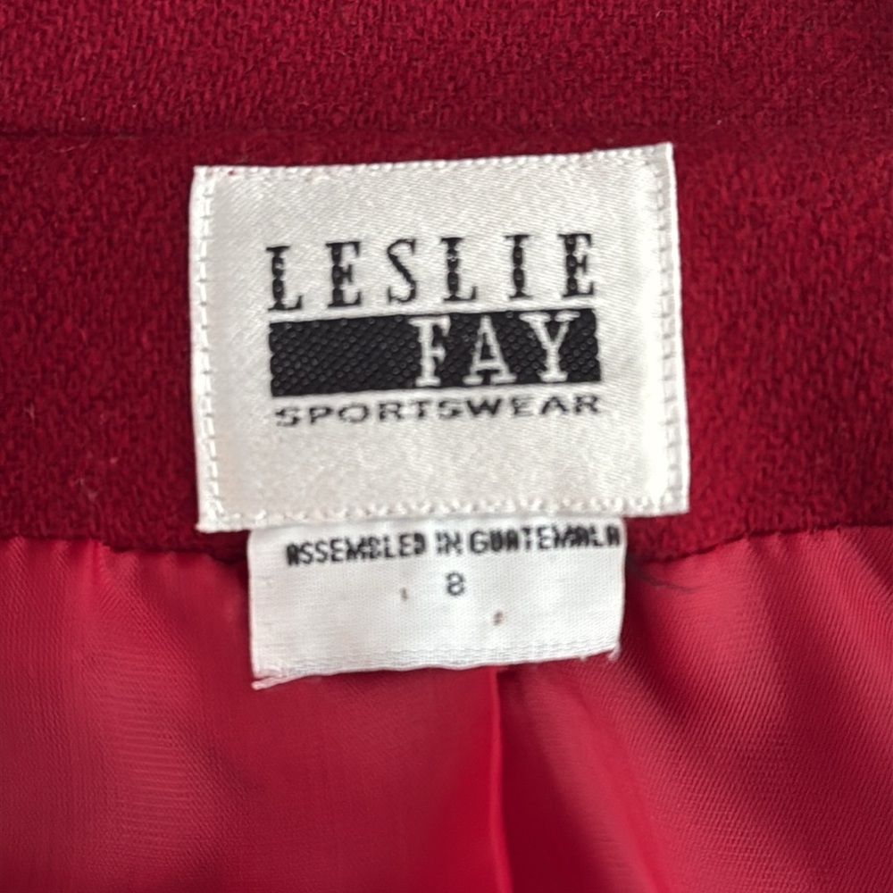 Vintage Leslie Fay Red Wool Blazer - Size 8 - Picture 3 of 9
